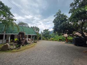 a house with a green roof next to a road at HILL SIDE RESORT - Ella in Ella