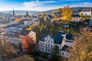 a town in the autumn with trees changing colors at Hotel - Pension Vesta in Bad Elster
