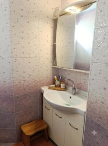 a bathroom with a sink and a mirror at BoNa Guest in Bishkek +21 photos