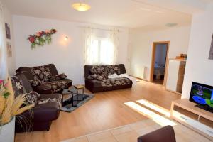 a living room with a couch and a tv at Apartments Celebrini in Malinska