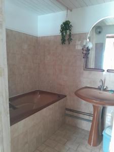a bathroom with a large tub and a sink at Oustal marcellin in Fanjeaux +16 photos