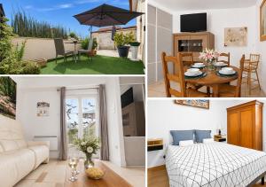 a collage of photos of a living room and a house at T2 Cosy - Proche Dijon -Terrasse - Parking in Pichanges