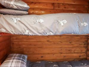 a bunk bed with a pillow on top of it at Barken in Trawsfynydd +6 photos