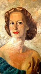 a painting of a woman in a blue dress at Europe Hôtel in Castres