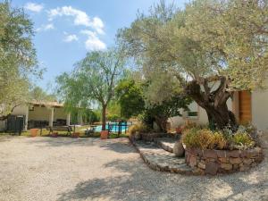 a courtyard with a tree and some plants at Emplacement idéal dans le Var ! in Cuers