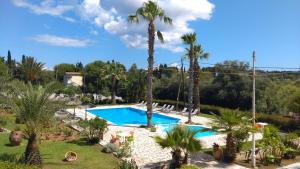 een resort met een zwembad en palmbomen bij Gerekos Island Apartments in Kontokali