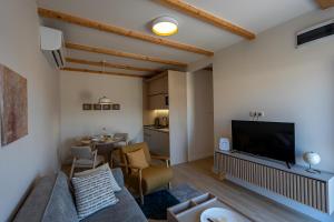 a living room with a couch and a flat screen tv at Avila Casa in Podgorica