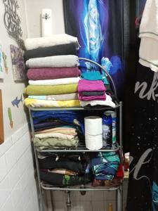 a towel rack in a bathroom with towels at Anderson home services in Woodlawn