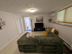 a living room with a couch and a television at Garden City-Private 1BR Full Apt in Halifax