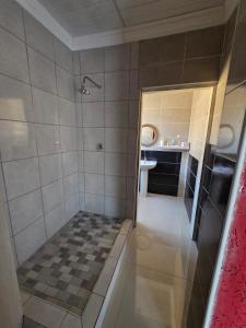 a bathroom with a shower and a sink at RIER Guesthouse in Pretoria +12 photos