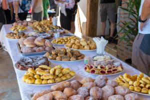 a table full of different types of pastries and pies at Seosko domaćinstvo Kastratović in Berane