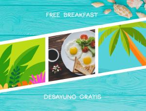 a collage of photos with eggs on a plate at Tropicana Sol Caribe Beach Pool STUDIOS Los Corales Bavaro WiFi PARKING &SPA in Punta Cana