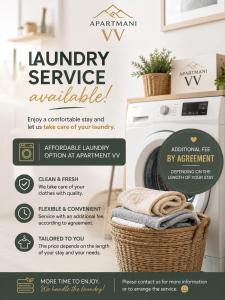 a flyer for a laundry service available at Apartmani VV in Cetinje