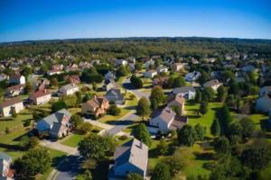 an aerial view of a residential suburb at Havenly Homes DMV in Arlington