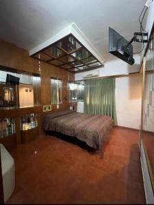 a bedroom with a bed and a tv in it at Hotel Lido in General Rodríguez