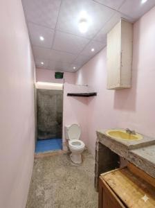 a bathroom with a toilet and a sink at La parada de Emma in Las Lomas