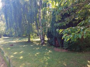 a yard with trees and grass and a fence at 4 star holiday home in Hundested in Hundested