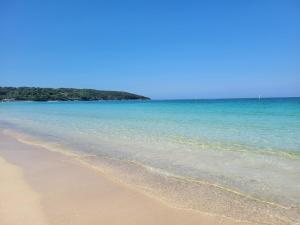 a beach with the ocean and trees in the background at 神乃宿 in Shimonoseki