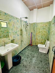 a bathroom with a sink and a toilet at Mirissa Villa Green Pepper in Mirissa