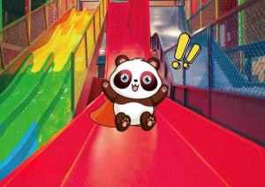 a panda on a slide at a playground at Kerry Hotel, Beijing by Shangri-La in Beijing