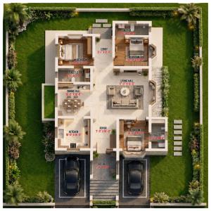 a floor plan of a villa with at Princess Bungalow Stay Madurai in Tirupparangunram
