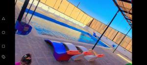 a little girl standing next to a swimming pool at Albaraka-farm in Az Zarqa +8 photos