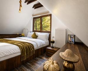 a bedroom with a large bed and a window at Wild House in Sinaia