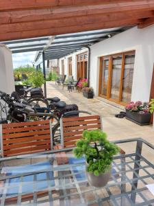 a group of bikes parked on a patio at Village Romantic Apartments by Český Krumlov Adults Only in Střížov