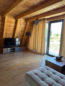a living room with a couch and a tv at Frogland in Žabljak