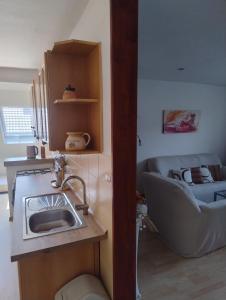 a kitchen with a sink and a couch in a room at Apartmán Nebo in Turčianske Teplice