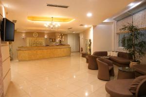 a lobby of a hospital with a waiting room at Hotel Filoxenia Beach in Leptokarya