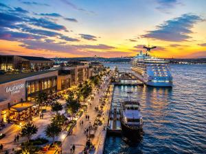 a cruise ship docked at a dock in the water at Art Karakoy Hotel in Istanbul