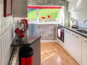 a kitchen with a counter top and a sink at Balnowlart Lodge in Ballantrae