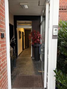 a hallway with a plant in a pot at 4 Rooms Pixel A in Herzebrock