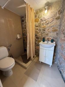 a bathroom with a toilet and a sink at Georgoulis Home in Ambelókipoi +26 photos