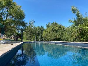 a swimming pool with blue water and trees at Tempo al Tempo in Villadeati