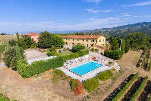 an aerial view of a estate with a swimming pool at Agriturismo Luggiano in Vinci