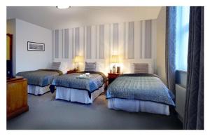 a hotel room with two beds in a room at Woodfield House Hotel in Limerick