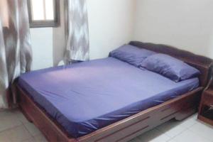 a bed in a room with a blue mattress at Royal Garden Residence in Apégame