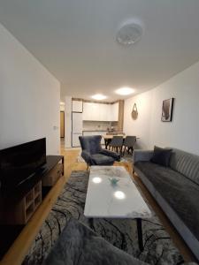 a living room with a couch and a table at Apartman THE VIEW in Vranješ