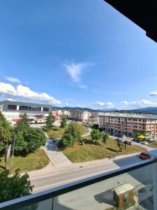 a view from a window of a city street at Apartman THE VIEW in Vranješ