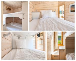 a small bedroom in a tiny house at 309 Stylisches Tiny House für Familien in Bleckede