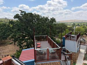 an overhead view of a deck on a house at S2 Ft Sill Sky Stack-City View Suite 8-NA PPI SE in Medicine Park