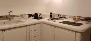 a kitchen with a sink and a counter top at Torre del Fornello in Putignano