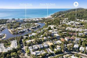 an aerial view of the marina at mason man beach at Townhouse with Private Magnesium Pool in Noosa Heads