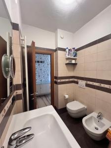 a bathroom with a sink and a toilet at Appartement Vista Lago in Riva del Garda