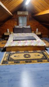 a bedroom with a large bed in a attic at Cozy cottage Paris Suburb! in Bobigny