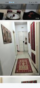 two pictures of a hallway with a rug on the floor at Relax in Tunis
