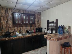 a kitchen with a sink and a counter top at La casa de Juana in Las Tablas