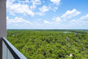 a view from a balcony of a forest of trees at Top-Floor Studio with Ocean Views and Pool in Destin +22 photos